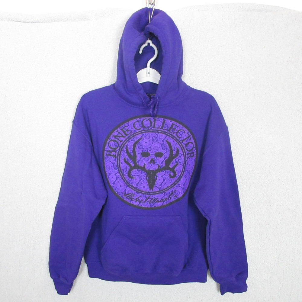 Bone Collector Hoodie Purple‎ Skull Antler Graphic Pullover Sweatshirt Mens M